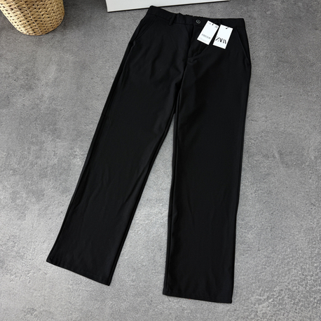 Zara Baggy Fit Pilesiz Kumaş Pantolon | Siyah