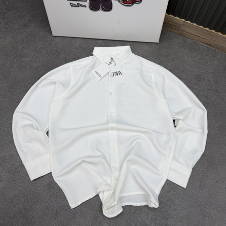 Zara Premium Soft Dokulu Gömlek | Beyaz