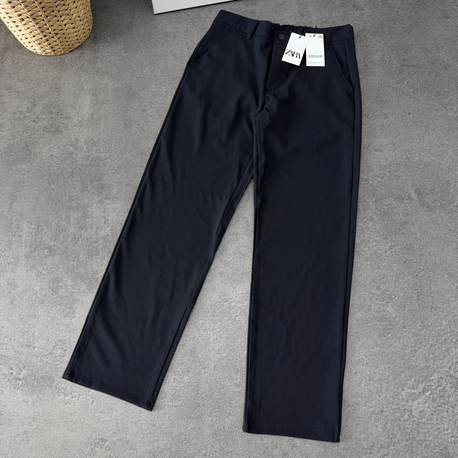 Zara Baggy Fit Pilesiz Kumaş Pantolon | Lacivert 