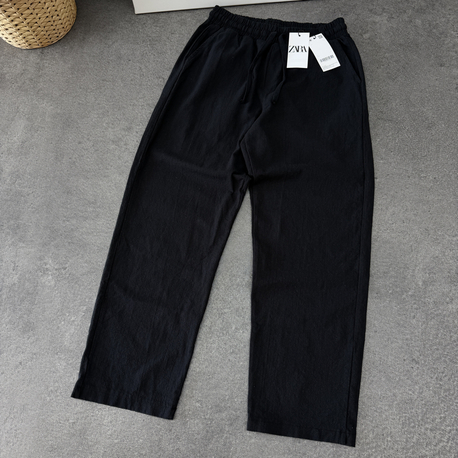 Zara Ham Keten Pantolon | Siyah