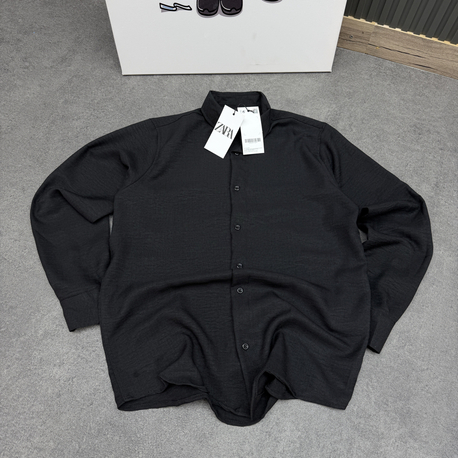 Zara Premium Soft Dokulu Gömlek | Siyah