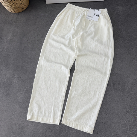 Zara Ham Keten Pantolon | Beyaz