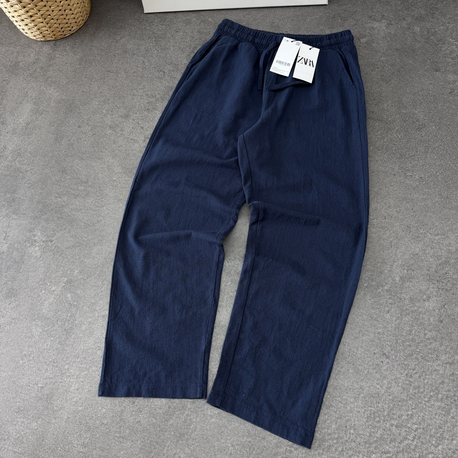 Zara Ham Keten Pantolon | Lacivert