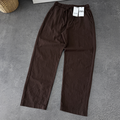 Zara Ham Keten Pantolon | Acı Kahve