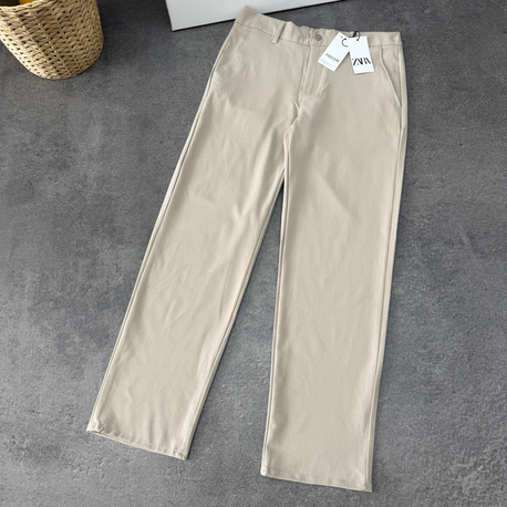 Zara Baggy Fit Pilesiz Kumaş Pantolon | Bej