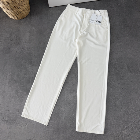 Zara Baggy Fit Pilesiz Kumaş Pantolon | Fildişi 