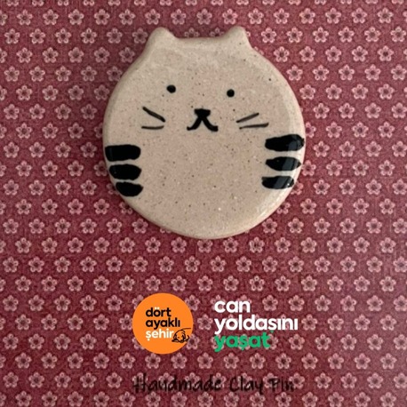 El yapımı seramik kedi broş-9