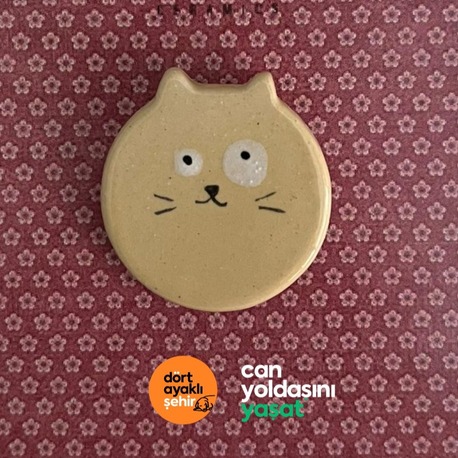 El yapımı seramik kedi broş-7