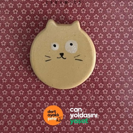 El yapımı seramik kedi broş-3