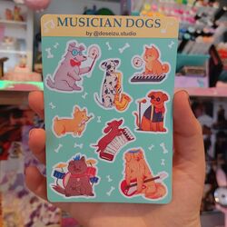 Musician Dogs Sticker Seti