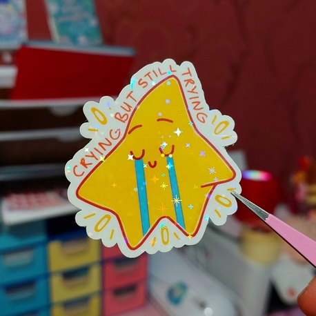 Crying Star Hologramlı Sticker