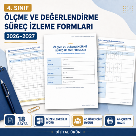 4. Sınıf 2026–2027 Ölçme ve Değerlendirme Formları | Düzenlenebilir Word
