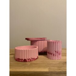 Pembe ebruli üçlü set