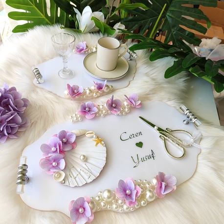 Lila ortancali lüks set 