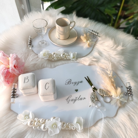 İnci işlemeli lüks set 