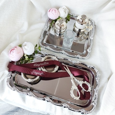 pembe şakayıkli gümüş set 