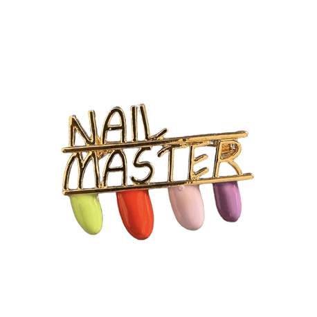 Nail Master Yazılı İğneli Broş Renkli Oje Temalı Kuaför Güzellik Rozet Aksesuar