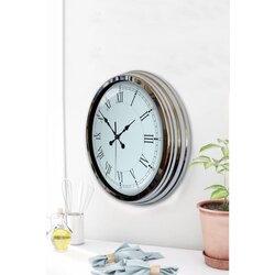 40 cm Metal Krom Modern Duvar Saati