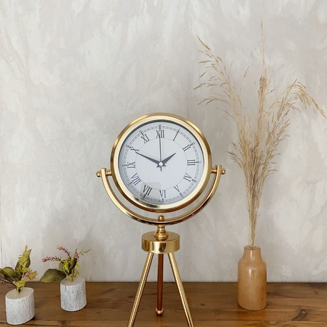 Gold Metal Mini Tripod Retro Masa Saati 45×26 cm
