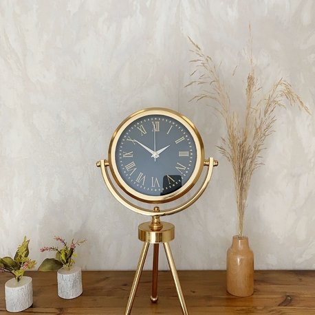 Gold Metal Mini Tripod Sade Masa Saati 45×26 cm