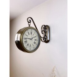 Eskitme Metal Nostalji İstasyon Saati 36×25 cm