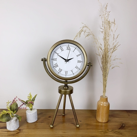 Eskitme Metal Mini Tripod Vintage Masa Saati 45×26 cm