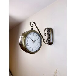 Eskitme Metal Romen İstasyon Saati 36×25 cm