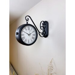 Siyah Metal Modern İstasyon Saati 36×25 cm