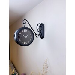 Siyah Metal Gece İncisi İstasyon Saati 36×25 cm