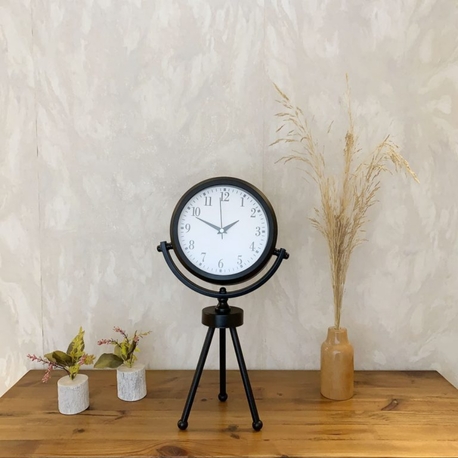 Siyah Metal Mini Tripod Masa Saati 45×26 cm