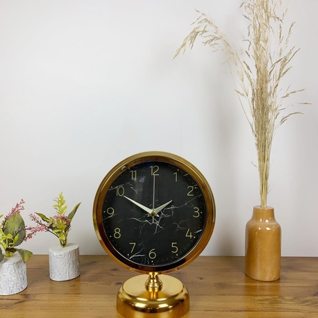 Gold Metal Mermer İlhamı Masa Saati 25×20 cm