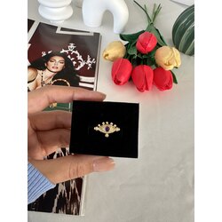 Vintage Mor Eye Yüzük | Pirinç