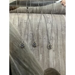 Silver Minimal Taşlı Eye Kolye | Çelik