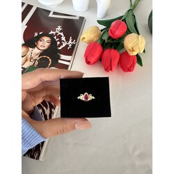 Vintage Kırmızı Princess Yüzük | Pirinç
