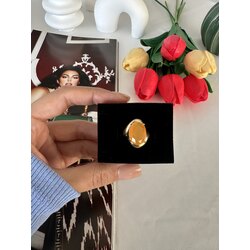 Vintage Turuncu Kristal Yüzük | Pirinç