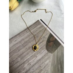 Etnik Çerçeveli Taş Kolye | Çelik