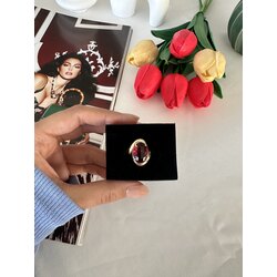 Vintage Kırmızı Kristal Yüzük | Pirinç