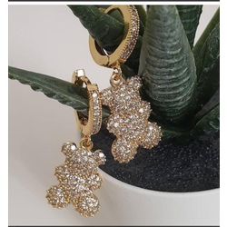 Gold Taşlı Ayıcık Küpe 