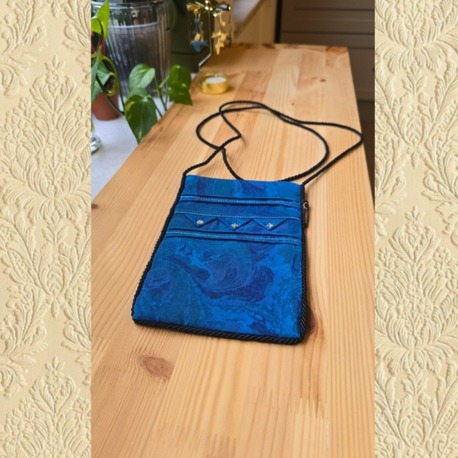 EBRU DESENLİ MAVİ KESE