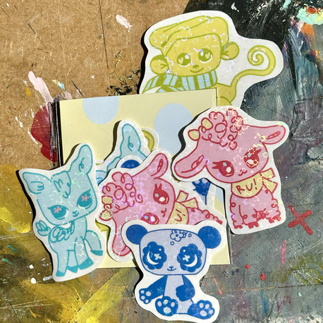 holografik miniş sticker paketi