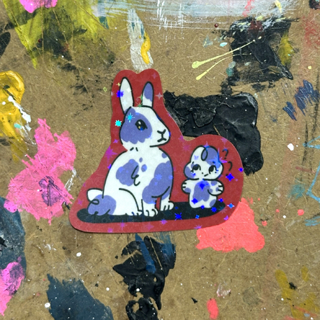 gerçek tavşan holografik sticker