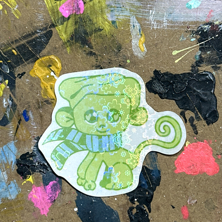 miniş maymun holografik sticker