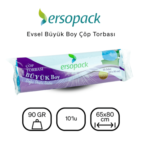    ERSOPACK EVSEL ÇÖP POŞETİ 65*80 BÜYÜK BOY MAVİ