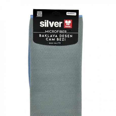 Silver Home 500 gsm 40x50 cm Double Face Baklava Desen Cam Bezi/Gri -Kartela