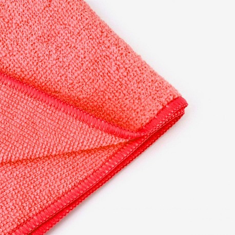 40x40 cm PES Havlu Mikrofiber Overloklu Temizlik Bezi-Kırmızı