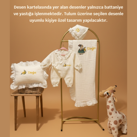Yenidoğan Bebek Müslin Fırfırlı Kruvaze 4'lü Set