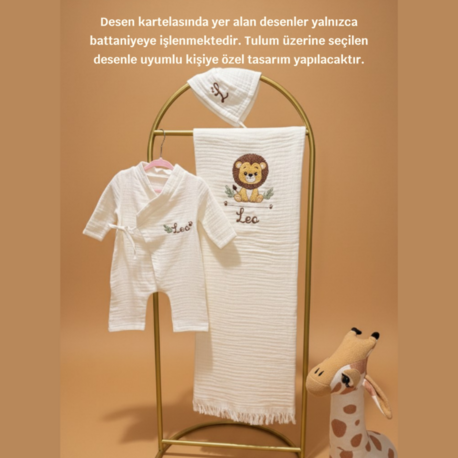 Yenidoğan Bebek Müslin Kruvaze 3'lü Set