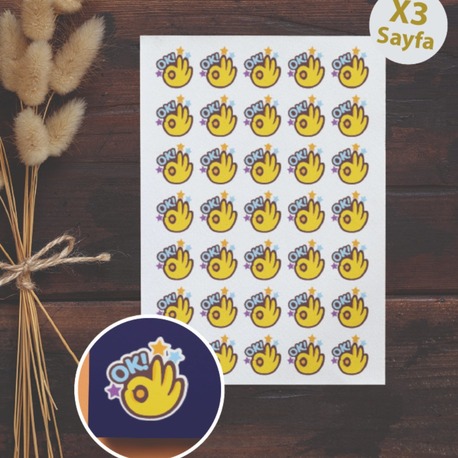 Okey İşareti Öğretmen Sticker 105 Adet