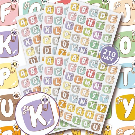 Renkli Sevimli Harf Sticker Seti 210 Harf