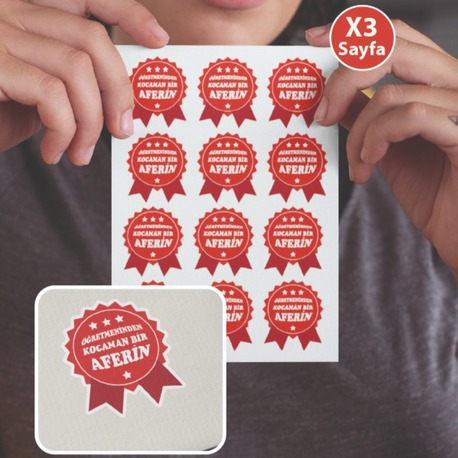 Öğretmeninden Kocaman Bir Aferin Sticker , Öğretmen Etiketleri